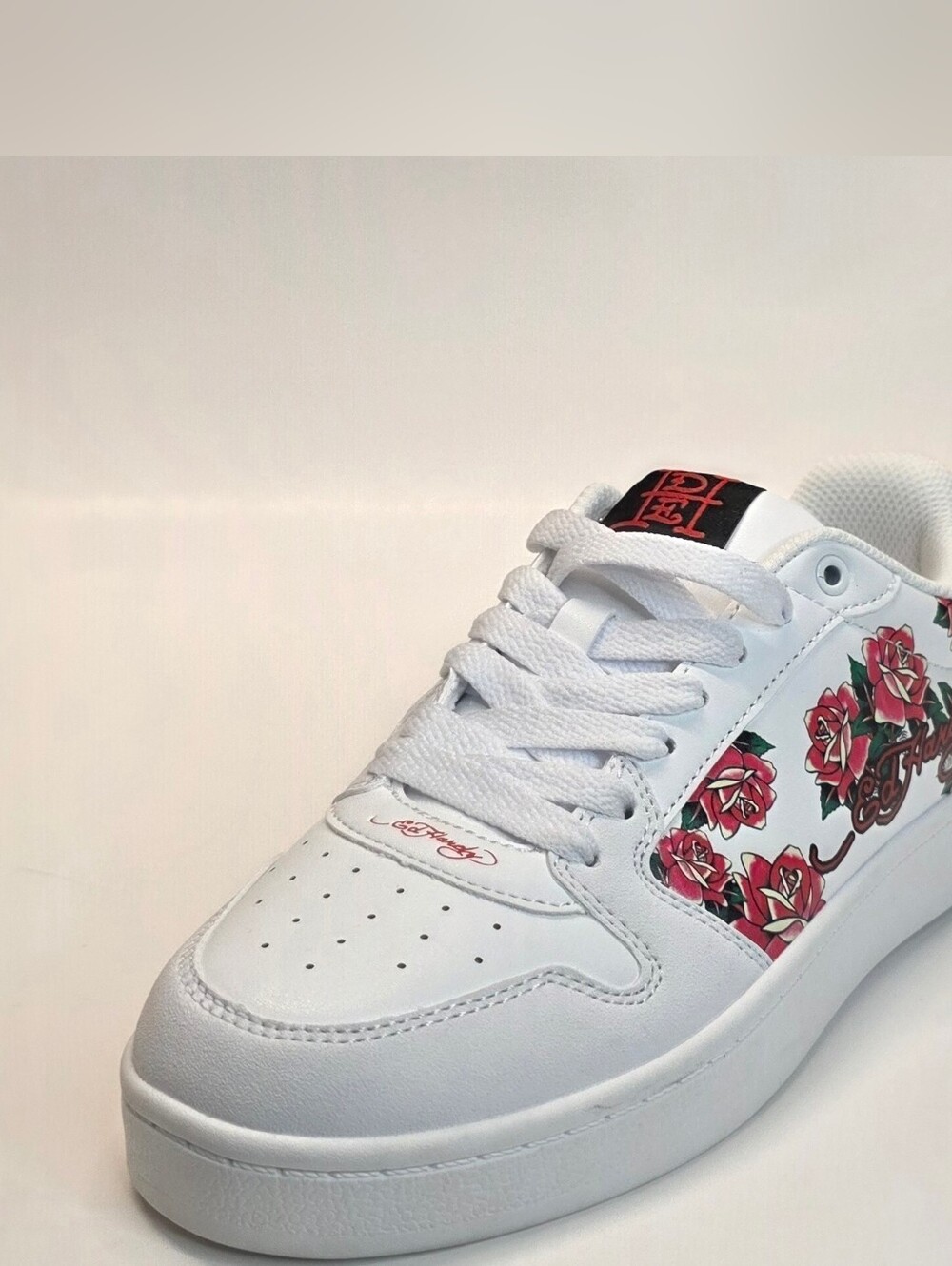 New Ed Hardy Women’s White Court Sneakers Red Rose Tattoo Graphic Size 8 & 10 - Picture 6 of 14